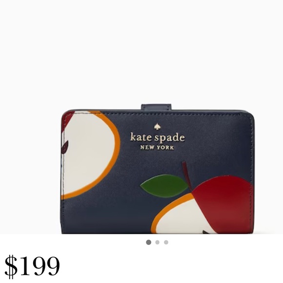 kate spade Handbags - kate spade navy apple print wallet with red, green, cream